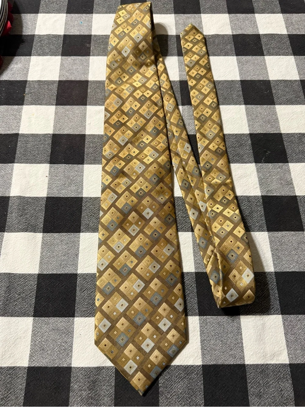 Men's Gold Geometric Tie - Unbranded